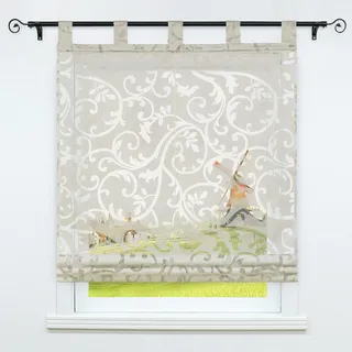 CORLIF Raffrollo Ausbrenner Transparente Raffgardine mit Schlaufen Schlaufenrollo Gardinen Modern Sand BxH 80x150 cm 1 Stück