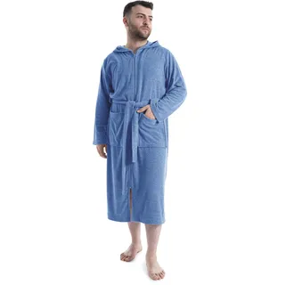 Herrenbademantel OTTO HOME "Nela, ideal für Sauna & Spa, Hotelbademantel, Morgenmantel" Gr. XL, blau, L:125cm, Leichtfrottee, Hausmäntel, Herrenbademantel, einfarbig, S-4XL, mit Reißverschluss, Topseller