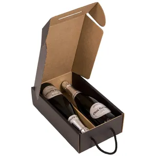 Only Boxes | Etui für 2 Flaschen | Karton für Champagner oder Champagner, mattschwarz | 4 Stück