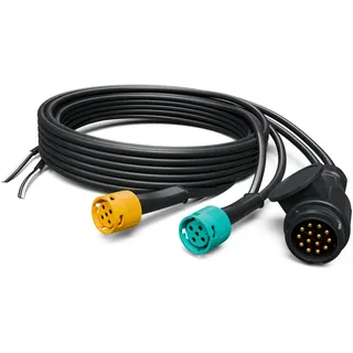 AUTOLIGHT 24 13-poliger Anhänger Kabelsatz 5m + 2X 50cm DC Abgang – 8-polig belegt – Bajonett Stecksystem – spritzwassergeschützt – für PKW Anhänger & Trailer