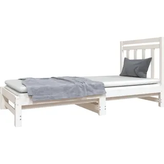 vidaXL Tagesbett Ausziehbar Weiß 2x(90x190) cm Massivholz Kiefer - Weiß