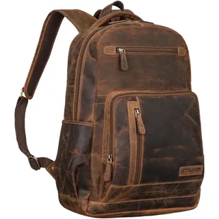 STILORD Hubertus Lederrucksack Damen und Herren Vintage Laptop-Rucksack 15,6 Zoll Schulrucksack Leder Daypacks Lehrertasche Retro Farbe:Calais - braun