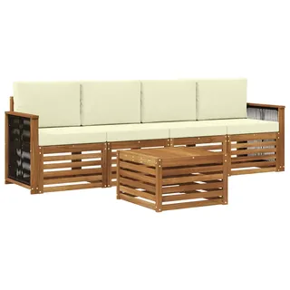 vidaXL Outdoor-Sofagarnitur 5 pcs Natur und Creme Massivholz Akazie - Braun