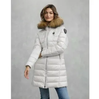 Blauer für Damen. 25WBLDK03103 Kristin lange Pelzjacke weiß (M), Lässig, Polyamid