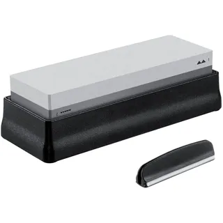 Tescoma AZZA Keramik-Wetzstein I Zweifache Körnung J600 & J2000 für Präzisionsschleifen I Inkl. rutschfestem Ständer, Schleifhilfe & detaillierter Anleitung