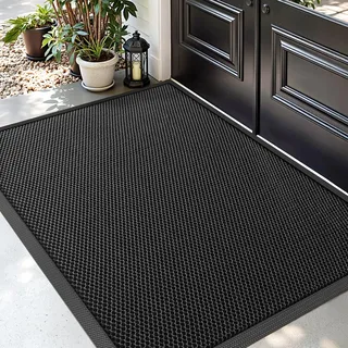 DEXI Fußmatte außen 120 x 180 cm, rutschfeste Schmutzfangmatte, Schwarz | langlebig Fußabtreter Außenbereich, robust Fussmatte Aussen, wasserdichte Türmatte für den Eingang, Haustür & Flur