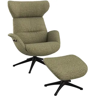 FLEXLUX Relaxsessel »Fernsehsessel More, ergonomisch, drehbar, robuster Fuß, Scandi« Premium Komfort, Rücken- & Kopfteilverstellung, drehbar, Fuß schwarz, grün