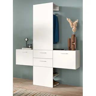 Garderobe Set "Carry" in weiß Flurgarderobe 3-teilig mit Stauraum 156 x 190 cm - Weiß