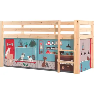 Vipack Spielbett Pino 90 x 200 cm Kiefer massiv beige mehrfarbig