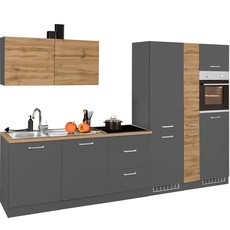 Bild von MÖBEL Küchenzeile »Kehl«, ohne E-Geräte, 330cm, für Kühl/Gefrierkombination und Geschirrspüler, grau
