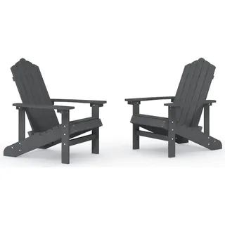 vidaXL Adirondack-Gartenstühle 2 Stk. HDPE Anthrazit - Grau