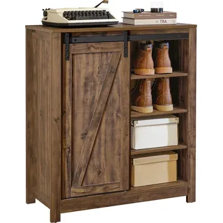 FSB59, Sideboard mit Schiebetür, schmaler Schuh-/Aufbewahrungsschrank, Farbe: Chocolate