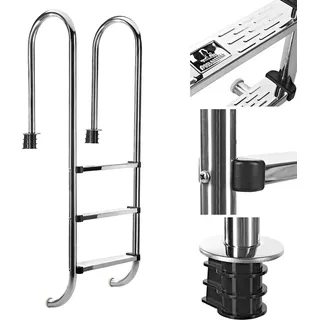 Edelstahl Poolleiter Schwimmbad Leiter Einbauleiter Hochbeckenleiter 3-stufig
