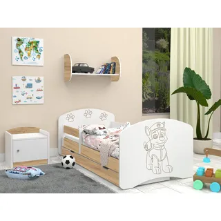 Happy Babies Kinderbett - Mit Matratze & Schublade und Rausfallschutz, 70x140, Mädchen Kinderbetten & Jugendbett Jungen Kids Bed - Gold