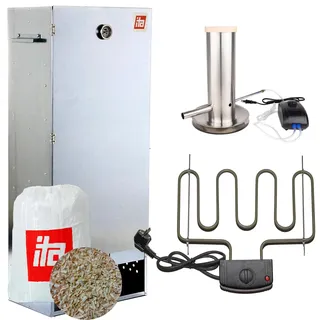 ITA Elektrischer Räucherofen 7003 - Smoker Set mit Heizung, Rauchgenerator - XL Räucherschrank mit Thermometer - Legierter Stahl - EU Qualität, Direkt vom Hersteller - 111 cm mit 4 Etagen