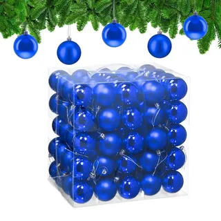 Relaxdays Weihnachtskugeln 100er Set, Blau,Silber