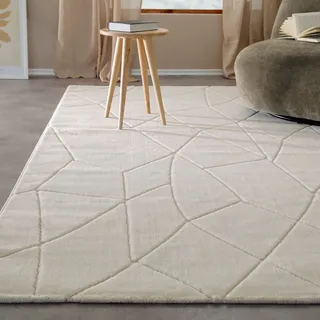 WECON HOME Unplugged Kurzflorteppich 200 x 200 cm Beige/Weiß