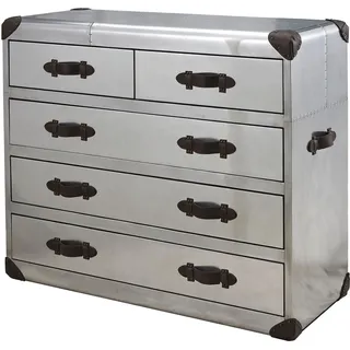 Kommode Anrichte Schrank Schubladen Retro Vintage Flieger Flugzeug Aviator Neu - Silber