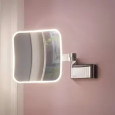 Bild von Evo Rasier- und Kosmetikspiegel, mit Beleuchtung, mit emco light system, 5-fache Vergrößerung 5-fach, 209 mm, 2-armig, eckig, lightsystem
