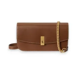 Polo Ralph Lauren für Damen. 427P04993001 Polo ID Ledertasche mit brauner Kette (OSFA), Lässig