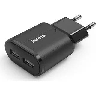 Hama Ladegerät, 2X USB-A, 12 W, Schwarz