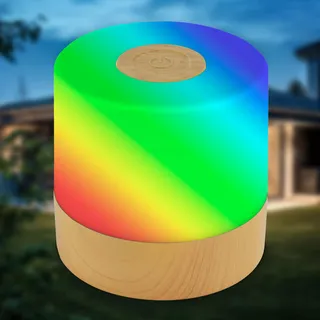 B.K.Licht Mini RGBW LED Tischlampe Holz