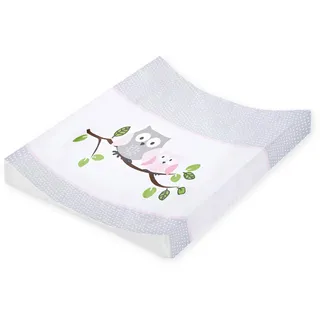 Julius Zöllner® 2-Keil Wickelauflage 50x65 cm - weiche Wickelunterlage - Baby Wickeltischauflage - Folie, wasserdicht & abwischbar - Made in Germany - OEKO-TEX Standard 100 - Eulen rosa