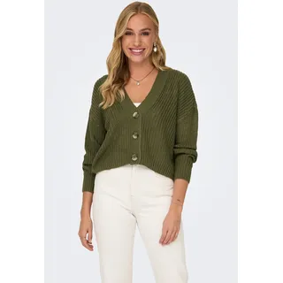 Strickjacke ONLY "ONLCAROL NICE L/S CARDIGAN KNT NOOS", Damen, Gr. M, winter moss, Strick, Obermaterial: 100% Polyacryl, unifarben, regular fit hüftlang, V-Ausschnitt, Rippbündchen, Strickjacken Strickjacke, Kunstfaser, regular fit