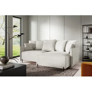 Fun Möbel Ecksofa Schlafsofa BETTO Stoff Now or Never Weiß Ottomane Rechts - Weiß