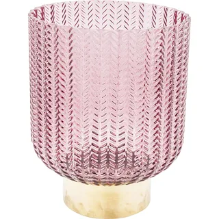 Kare Design Vase Barfly Berry, Rosa, Mundgeblasen, Handarbeit, Deko Vase, Blumenvase, Retro, Tischvase, Wohnzimmer Dekoration, Messing-Band am Vasenhals, Glas, 25x18x18cm (H/B/T)