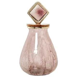 DRW Dekorative Tischvase, Glas mit Aluminiumdeckel, Rosa und Gold, 34 x 19 x 19 cm