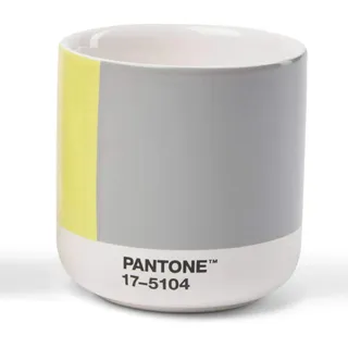 Pantone doppelwandiger Porzellan-Thermobecher Cortado, ohne Henkel, 190ml, CoY 2021 Illuminating 13-0647 & Ultimate Gray 17-5104, in Geschenkbox einzeln, CoY2021, 101062021