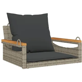vidaXL Hängesessel mit Kissen Grau 63x62x40 cm Poly Rattan - Grau