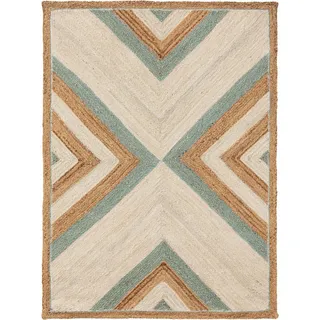 Kunstloft Kinderteppich Frieda Mint 80x120 cm , Grün, Beige , Naturmaterialen , Ethno , Rechteckig , 80x1 cm , Care & Fair, Oeko-Tex® Standard 100, Handmade in India , für Fußbodenheizung geeignet , Teppiche und Böden, Teppiche, Kinderteppiche