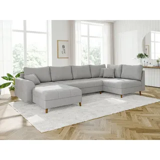 s-style möbel Wohnlandschaft Cord 2-Sitzer Hellgrau
