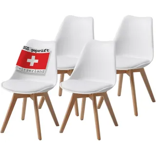 Albatros Esszimmerstuhl Aarhus 4er-Set , Weiß , Kunststoff , 49x81x43 cm , Esszimmer, Stühle, Esszimmerstühle
