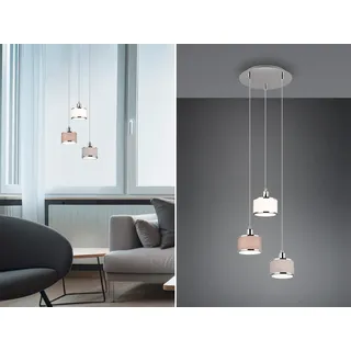 LED Cluster Pendelleuchte 3-flammig Esstischlampe hängend Stoff Lampenschirm - Silber, Weiß, Grau, Braun