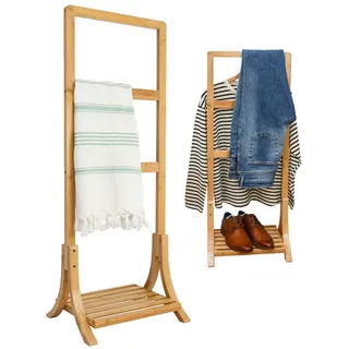 Dune Design Dunedesign Bambus-Handtuchständer, Braun, Holz Rechteckig, 30x102x40 cm Badezimmer, Badezimmerregale, Badregale