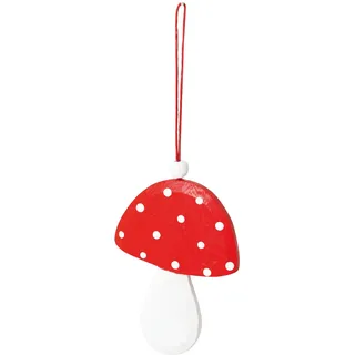 Hängeleuchte Pilz aus Holz – Farbe Rot und Weiß – H 9,5 x L 7,5 cm