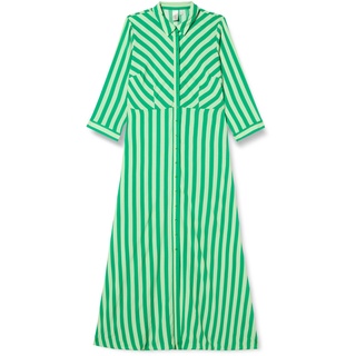 Y.A.S Damen YASSAVANNA Long Shirt Dress S. NOOS Kleid, Quiet Green/Stripes:Jelly Bean, M