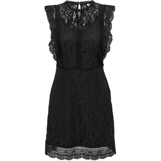 ONLY Damen Onlnew KARO SL LACE Above Knee DRESSWVN Minikleid, Black, XS