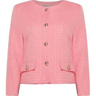 Pink Lady gequiltete Kurzjacke in Pink mit goldfarbenen Knöpfen für einen eleganten Business-Look - Rosa