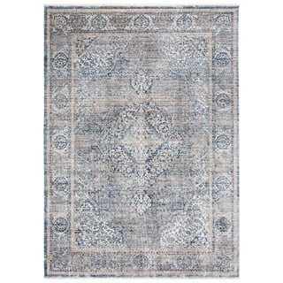 SAFAVIEH Traditionell Teppich für Wohnzimmer, Esszimmer, Schlafzimmer - Dream Collection, Kurzer Flor, Grau und Türkis, 91 X 152 cm