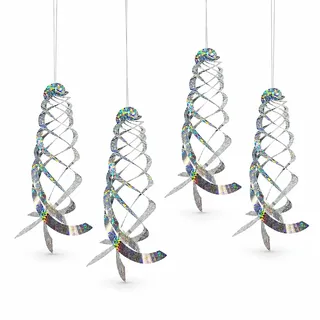 4 Stück Reflektierende Vogelschreck, Reflektierende Windspirale Vogelschreck, Effektive Vogelabwehr zur Abschreckung, Vogelabwehr Windspiel, für Vogelbalkon und Gartendekoration