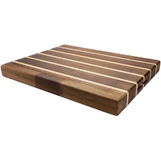 Grunwerg Rockingham Forest Multi-Holz Schneidebrett – Akazie, Verkohlte Akazie & Kautschukholz – Rechteckig, 45 x 35 x 4,5 cm, Extra-dick