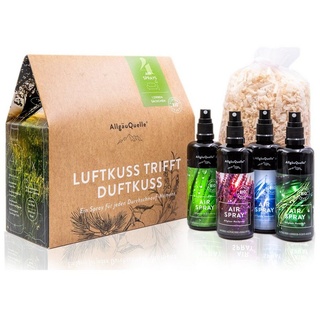 AllgäuQuelle Bio Raumspray-Set, 100% Bio-Duftölen inkl. Bio-Zirben-Säckchen Raumduft Raumerfrischer Spray 400 ml