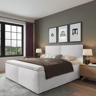 Polsterbett Milano Weiß 140 x 200 cm Stauraum unter der Liegefläche ohne hydraulische Funktion Ohne Matratze und Lattenrost - Weiß