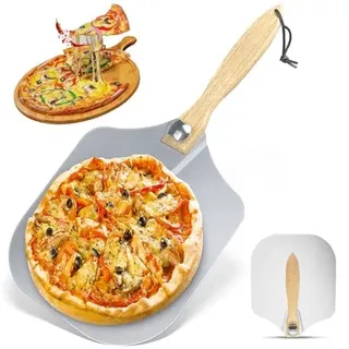 SPEENSUN Pizzaschieber,Pizzaschaufel aluminium mit klappgriff-35.6 * 30.5cm,pizza schieber großzügiger Auflagefläche,Stabiler Knopf einfache Installation,Ideal für selbstgemachte Pizza