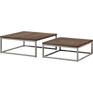 MASSIVMOEBEL24.DE Couchtisch 2er-Set Sheesham braun geölt LOUNGE COLLECTION #01 - Braun