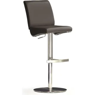 Bistrostuhl MCA FURNITURE "BARBECOOL Barhocker Bistrostuhl Tresenhocker", braun (braun, edelstahl gebürstet, braun), B:40cm H:87cm T:50cm, Leder, Stühle, Bistrostuhl, mit Rückenlehne, Bodenplatte rund, 360 drehbar, Sitzhöhe von 55-80cm